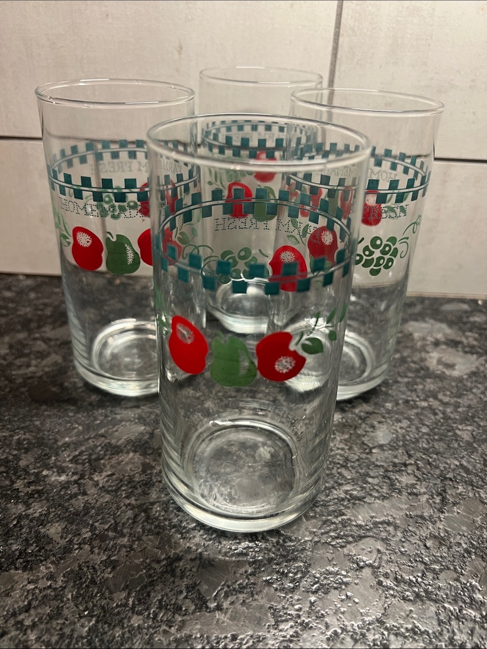 Libby 14 oz Corelle Pattern FARM FRESH Tall Drinking Glass - Set of 4